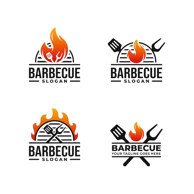 Conjunto de logotipo de churrasco