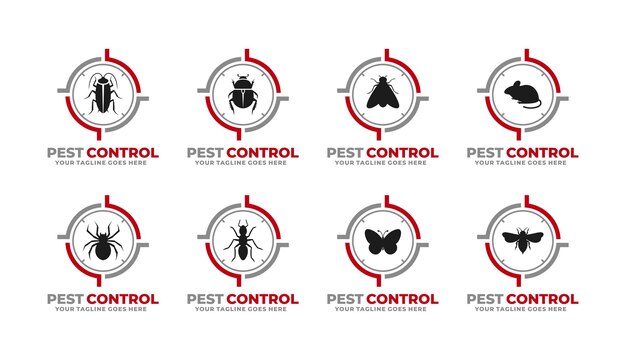 Vetor conjunto de logotipo de controle de pragas