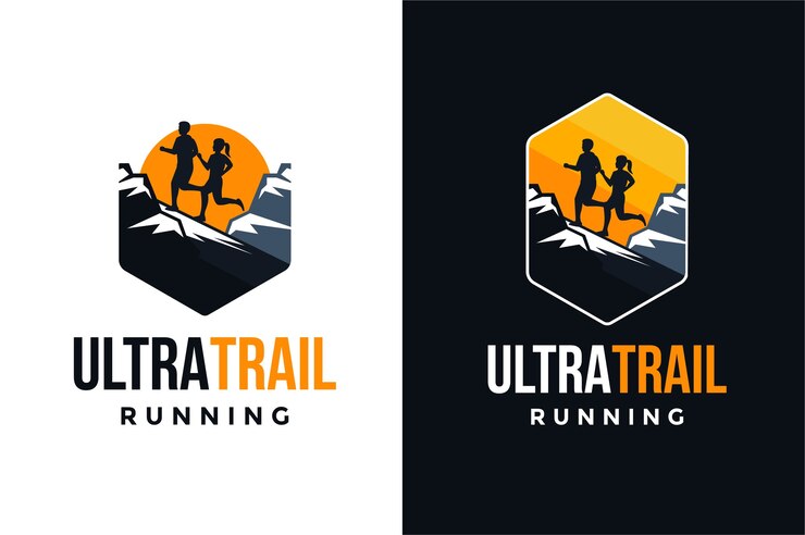 Conjunto de logotipo de corrida Ultra Trail