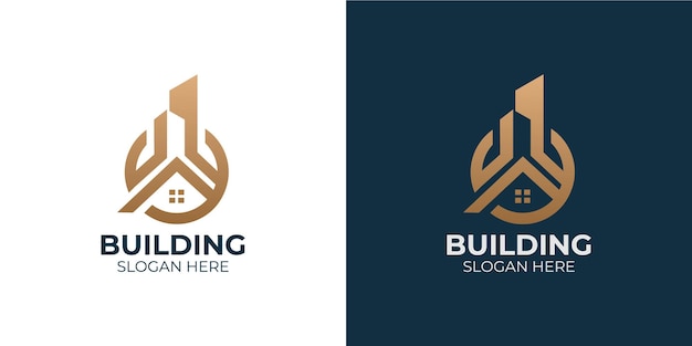 Vetor conjunto de logotipo de design de construção minimalista