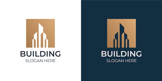 Conjunto de logotipo de design de construção minimalista