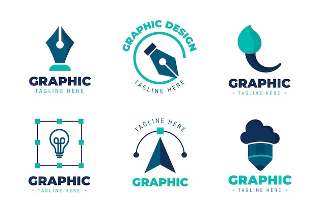 Vetor conjunto de logotipo de designer gráfico plano