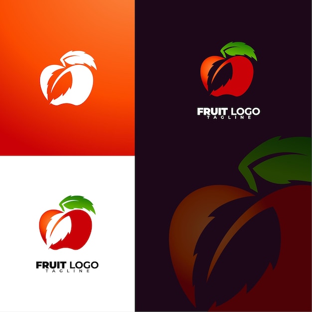 Vetor conjunto de logotipo de frutas simples e moderno