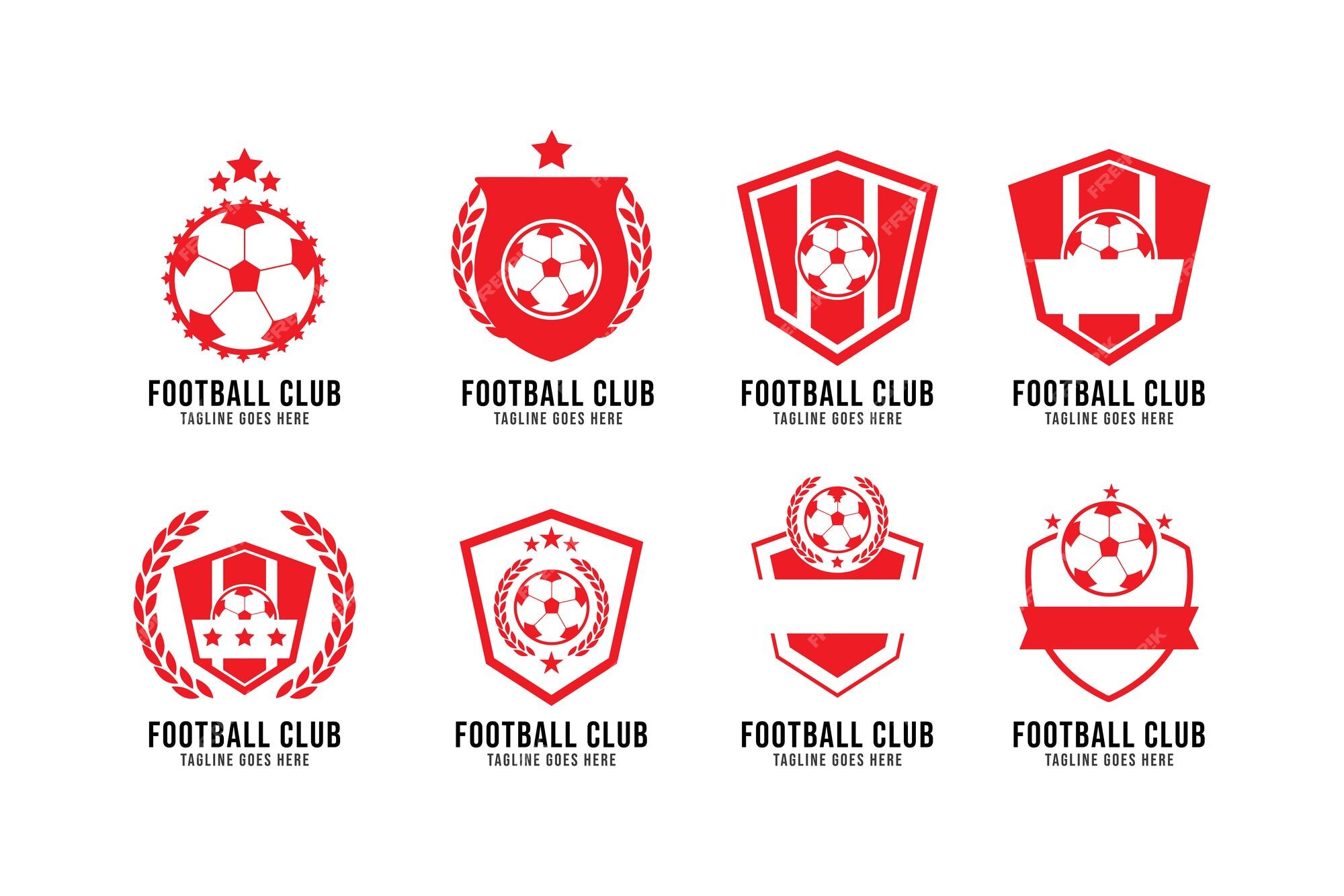 Conjunto de logotipo de futebol ou logotipo de futebol de emblema