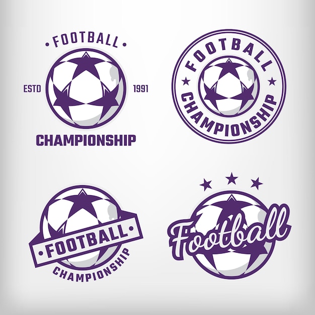 Vetor conjunto de logotipo de futebol para time ou campeonato em um fundo branco