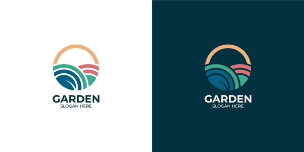 Conjunto de logotipo de jardim de estilo moderno