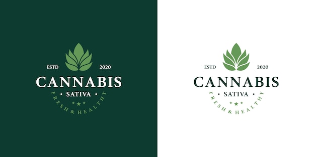 Conjunto de logotipo de maconha saúde médica cannabis