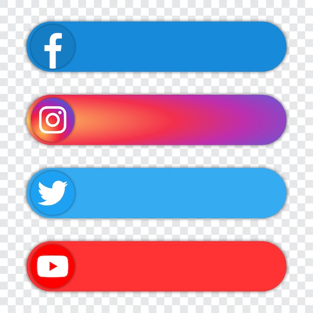 Conjunto de logotipo de mídia social popular - facebook, instagram, twitter, youtube