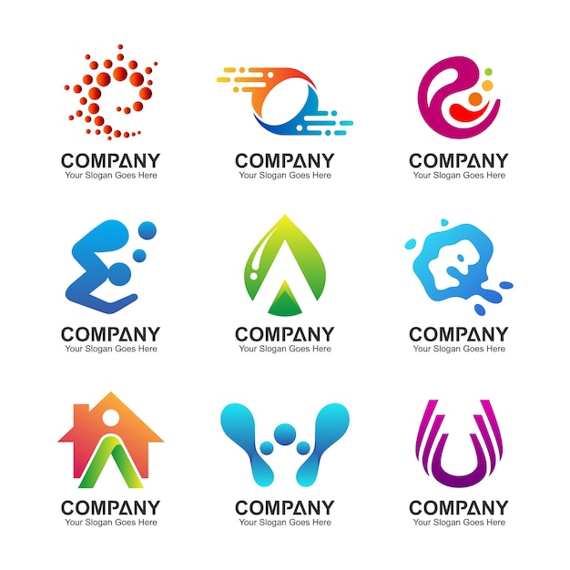 Conjunto de logotipo de negócios abstratos, ícones de identidade corporativa