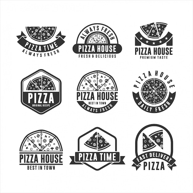 Conjunto de logotipo de pizza