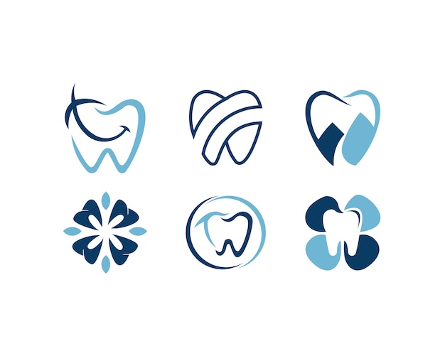 Conjunto de logotipo dental estrela projeta conceito