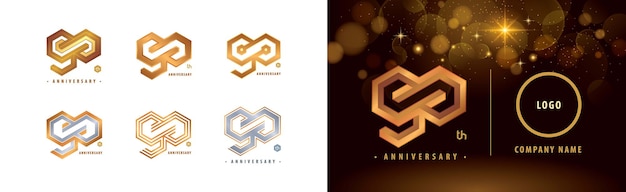 Conjunto de logotipo do 90º aniversário Comemoração do aniversário de 90 anos Logotipo da Hexagon Infinity de 90 anos