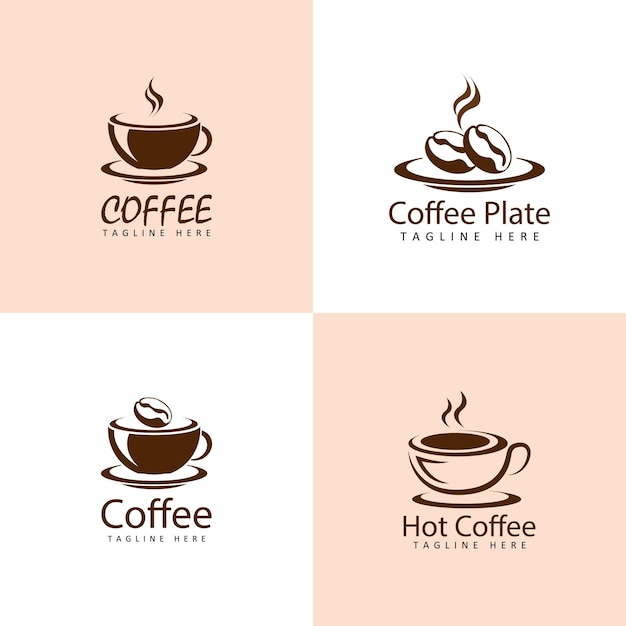 Conjunto de logotipo do café