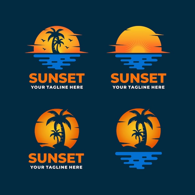 Vetor conjunto de logotipo do pôr do sol