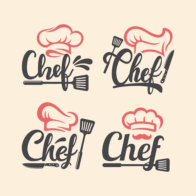 Vetor conjunto de logotipo do restaurante master chef