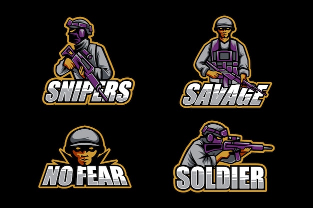 Conjunto de logotipo esport soldado