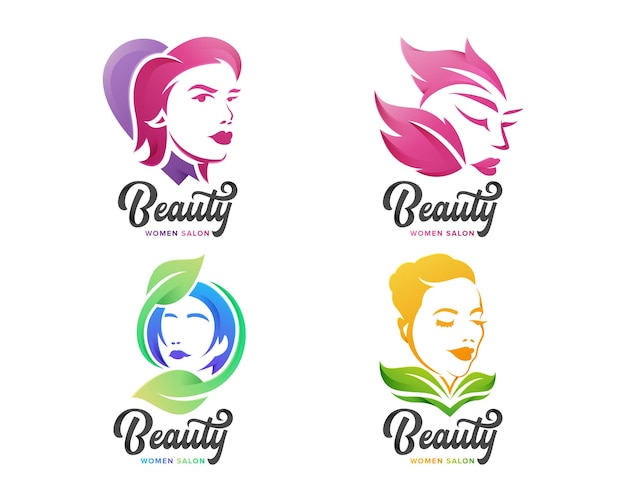 Conjunto de logotipo feminino beauty para empresa