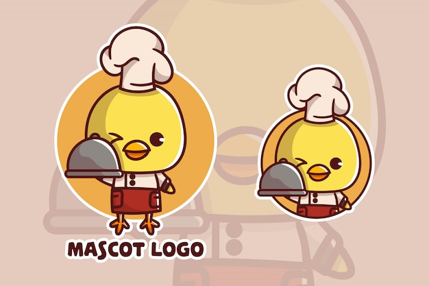 Conjunto de logotipo fofo do mascote do chef