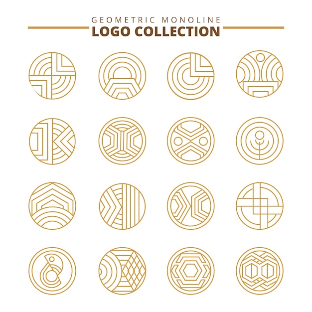 Conjunto de logotipo geométrico. símbolo do logotipo da linha. coleção de ornamento.