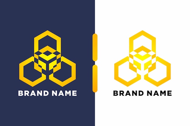 Vetor conjunto de logotipo hexagonal