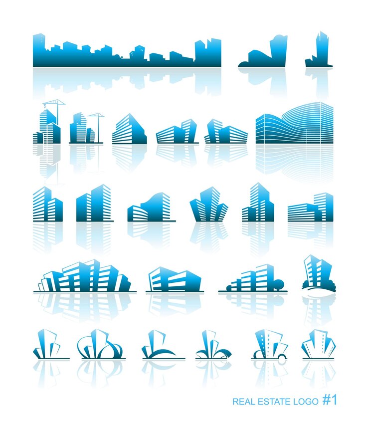 Conjunto de logotipo imobiliário