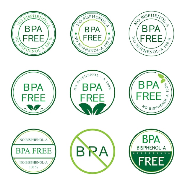 Conjunto de logotipo ou emblema bpa bisfenol a para plástico não tóxico