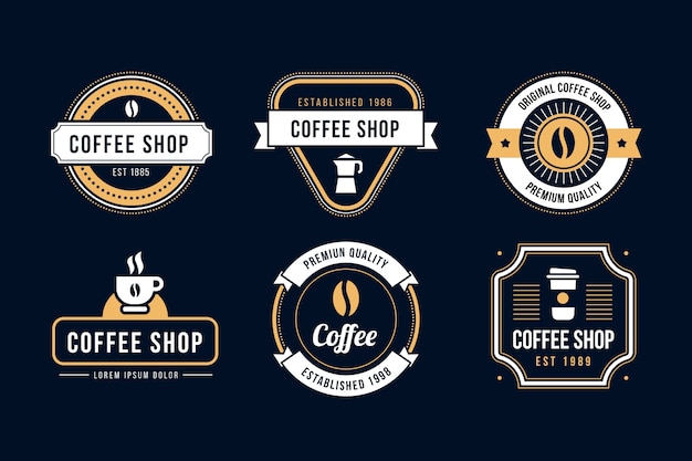 Conjunto de logotipo retrô de café