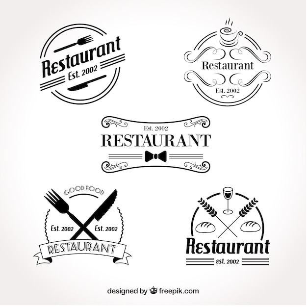 Conjunto de logotipo retro do restaurante
