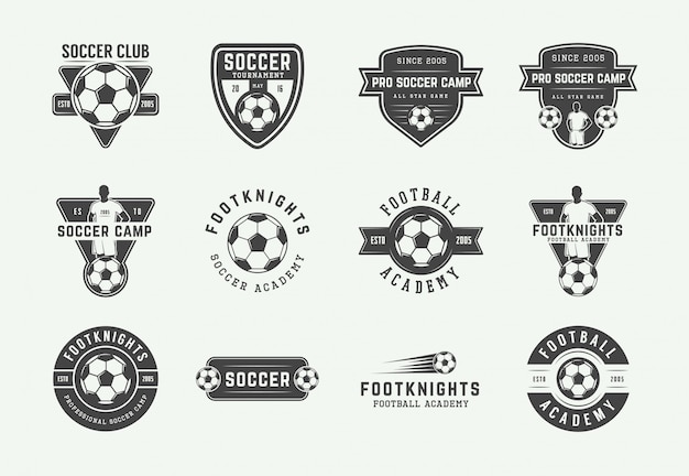 Conjunto de logotipo vintage de futebol ou futebol