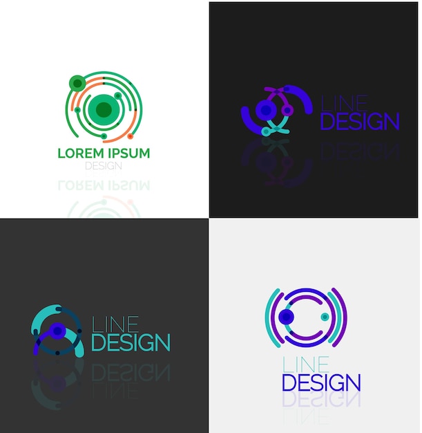 Conjunto de logotipos abstratos lineares Redemoinho círculo infinito loop e outros conceitos Modelos de marca de logotipo