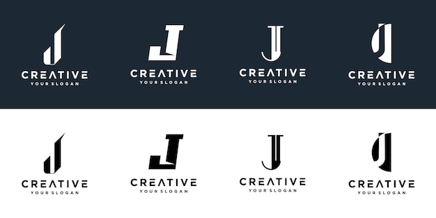 Conjunto de logotipos criativos da letra j do monograma