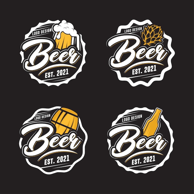 Vetor conjunto de logotipos de cerveja vintage