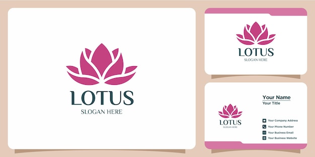 Conjunto de logotipos de flores de lótus e cartões de visita