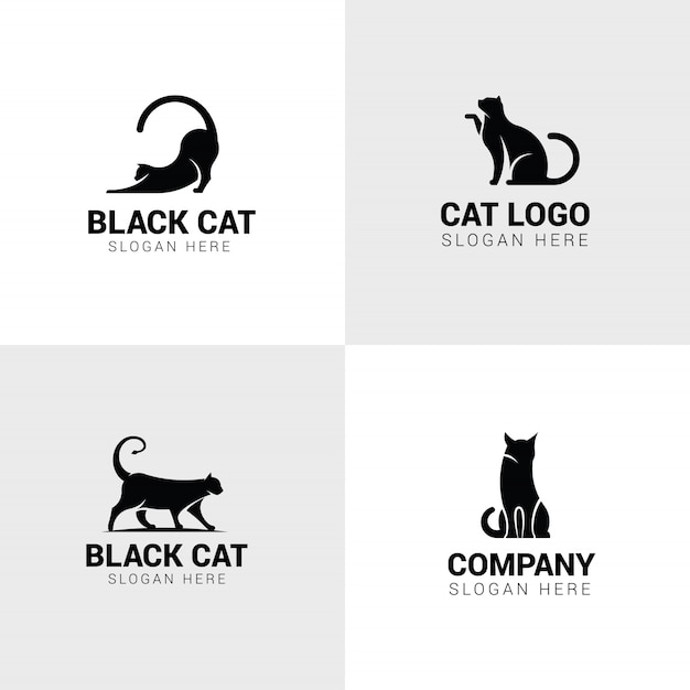 Vetor conjunto de logotipos de gato