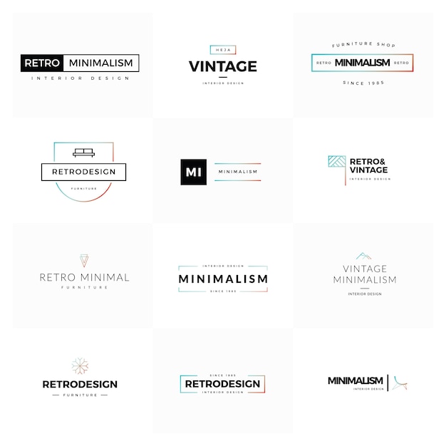 Vetor conjunto de logotipos de vetores vintage modernos e mínimos