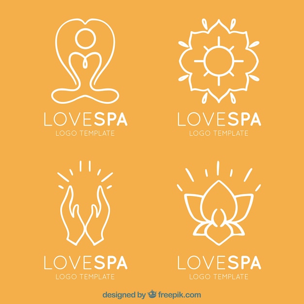 Vetor conjunto de logotipos do centro de spa em estilo simples