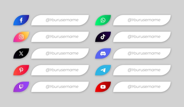 Conjunto de logotipos e ícones de mídia social