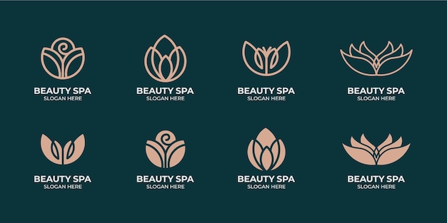 Conjunto de logotipos florais abstratos para beleza e decoração