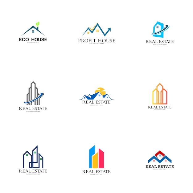 Conjunto de logotipos imobiliário