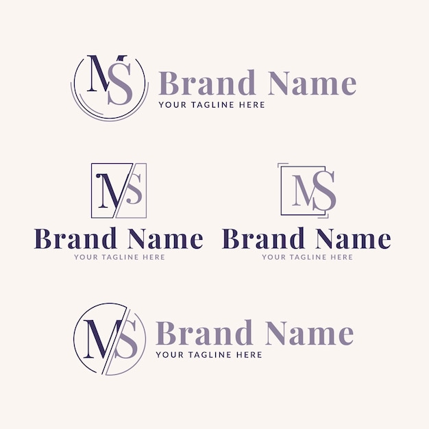 Conjunto de logotipos ms de design plano