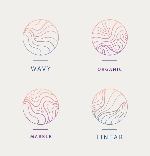 Vetor conjunto de logotipos orgânicos mínimos ondulados abstratos