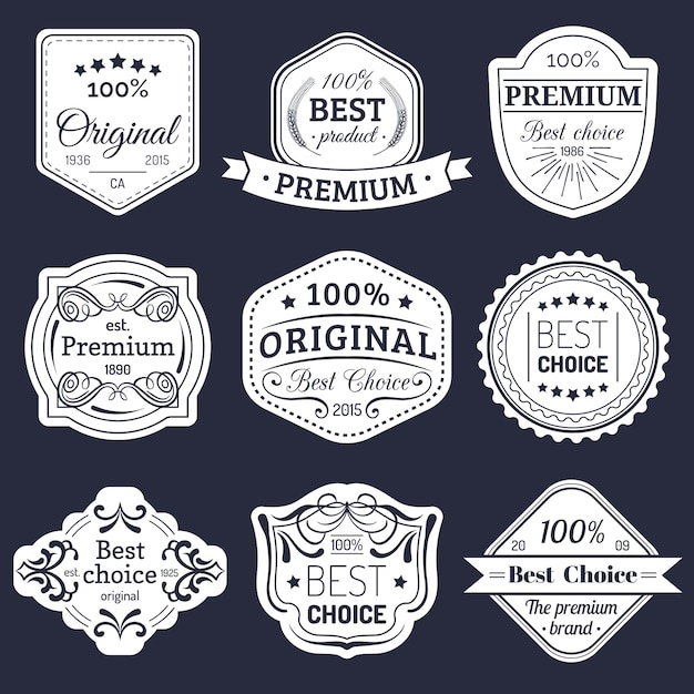 Vetor conjunto de logotipos premium emblemas de melhor escolha emblemas de qualidade usados para publicidade de marca etc