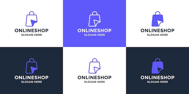 Conjunto de loja online, coleção de design de logotipo de mercado