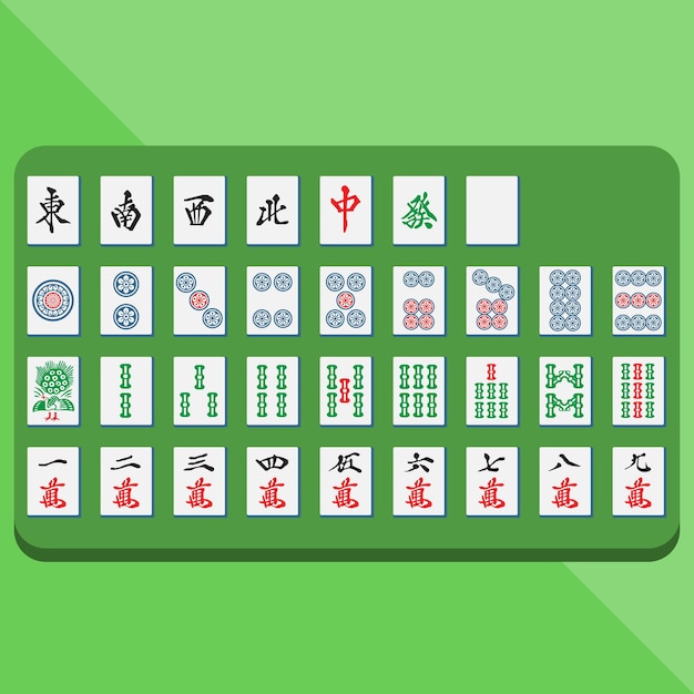 Vetor conjunto de mahjong solitaire tile vetor clássico chinês