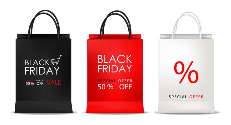 Vetor conjunto de malas, preto, vermelho e branco, venda de sexta-feira preta, objeto isolado, ilustração
