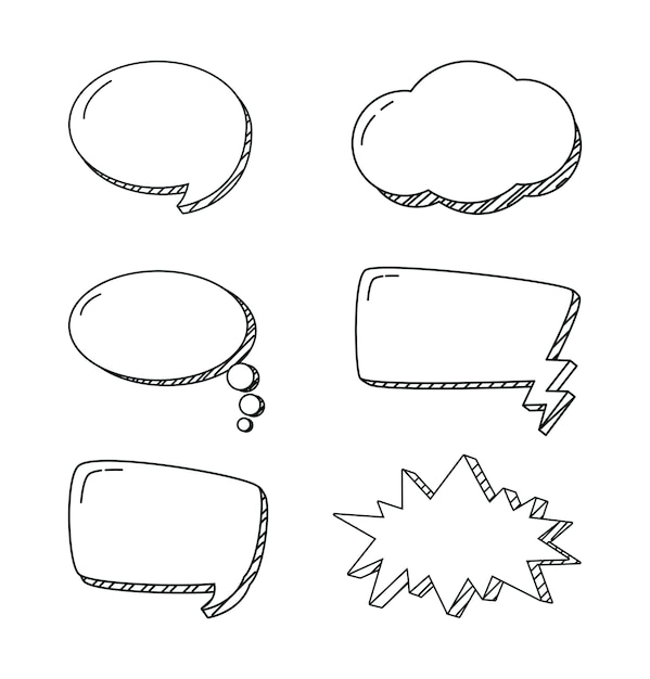 Conjunto de mão de bolhas de bate-papo desenhar