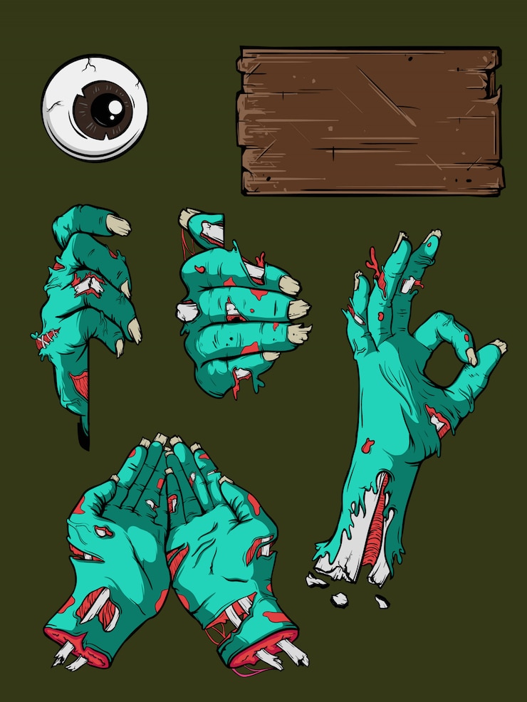 Conjunto de mão de zumbi de Halloween