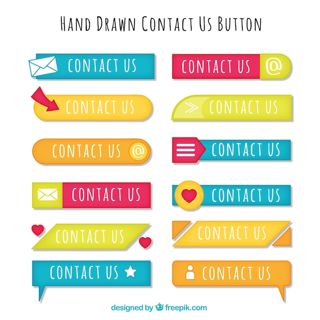 Conjunto de mão desenhada botões de contacto