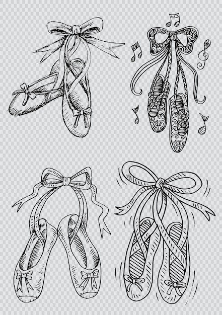 Conjunto de mão desenhada de sapatos Ballet