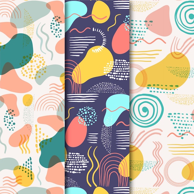 Conjunto de mão desenhada padrão abstrato